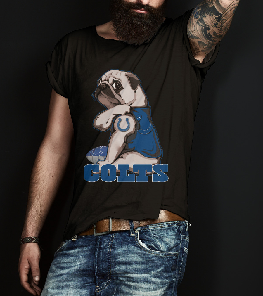 Colts Pug Football Fan Indianapolis T-Shirt