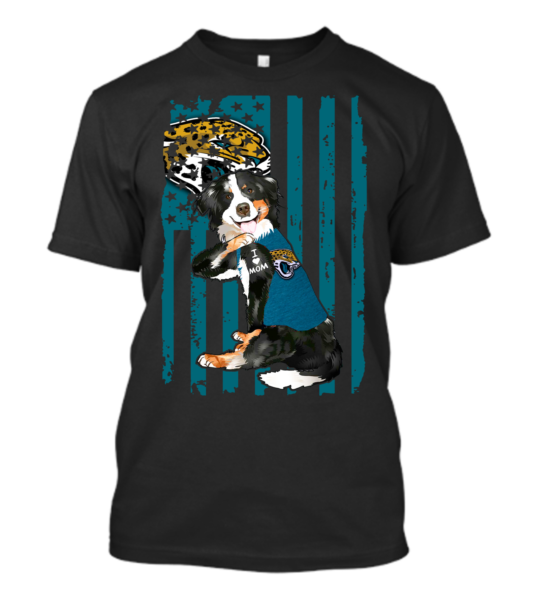 Border Collie I Mom Jacksonville Jaguars Flag T-Shirt