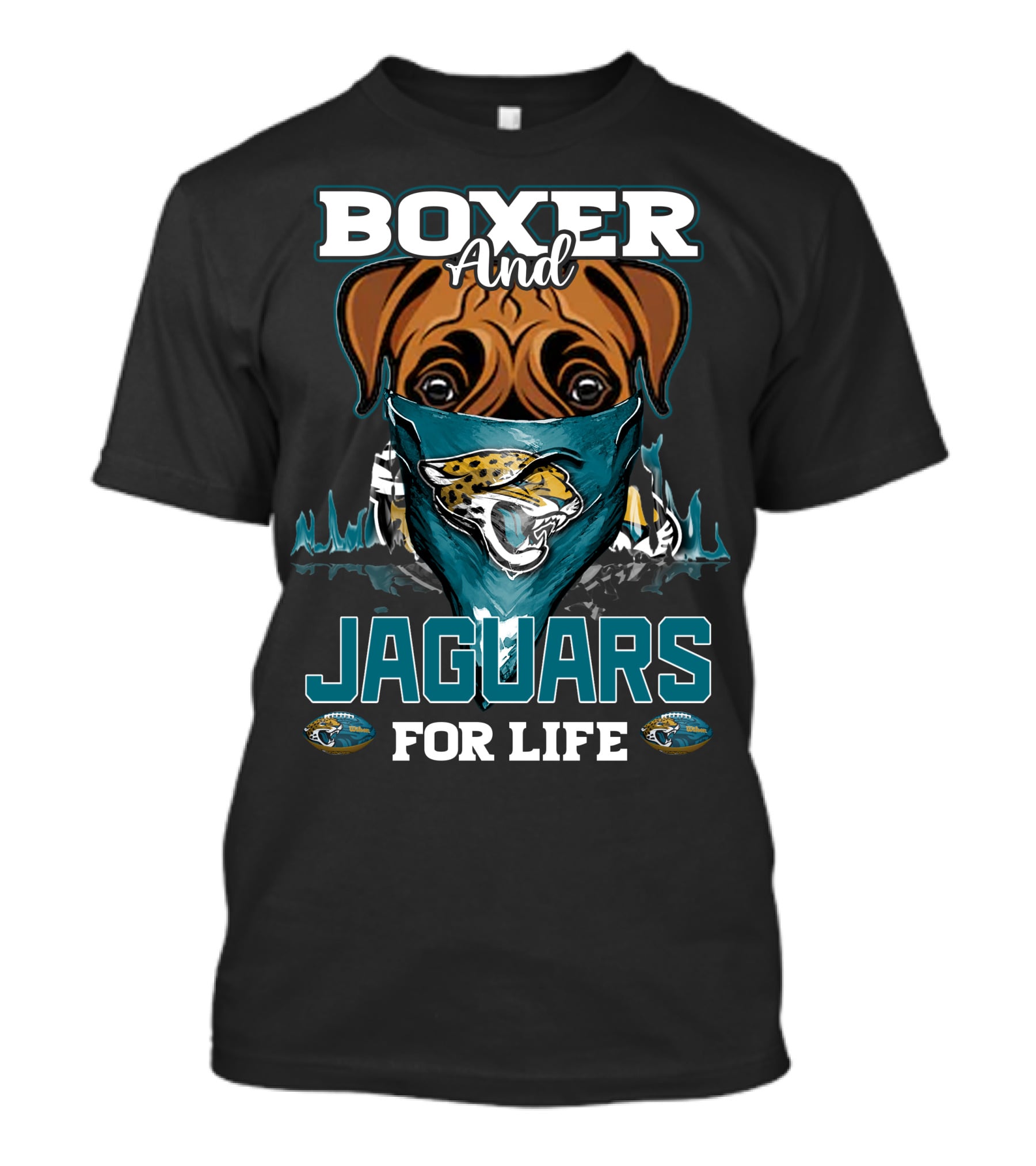 Boxer And Jaguars For Life Jacksonville Jaguars T-Shirt