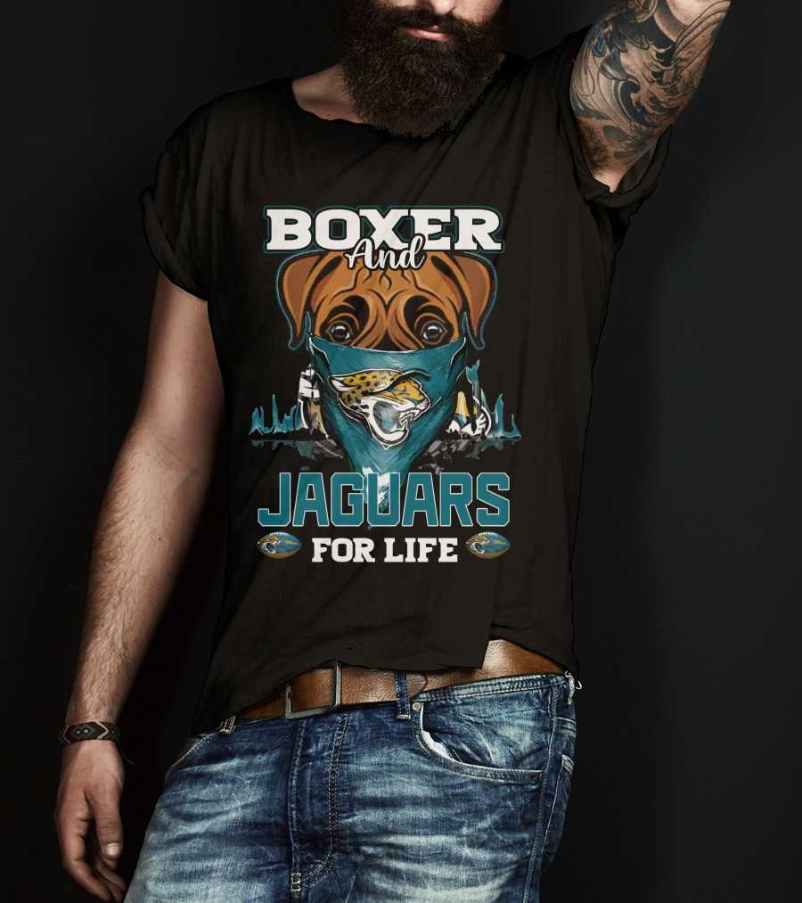 Boxer And Jaguars For Life Jacksonville Jaguars T-Shirt