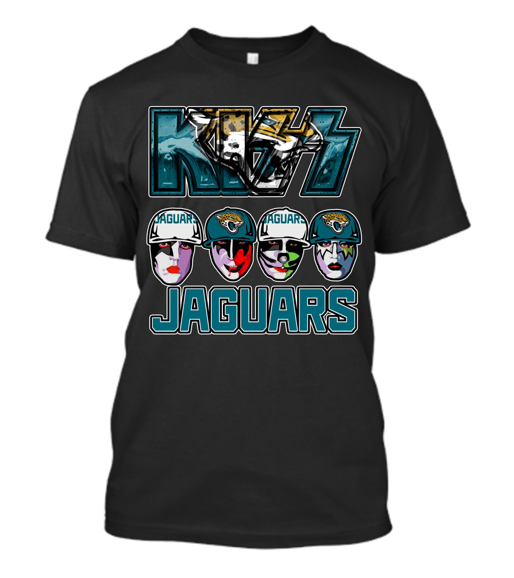 Kiss Jacksonville Jaguars Jaguars Rock Band Faces T-Shirt