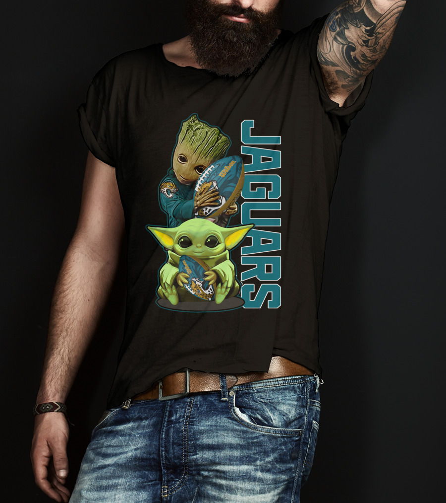 Grzd Jacksonville Jaguars Groot Baby Yoda Football T-Shirt