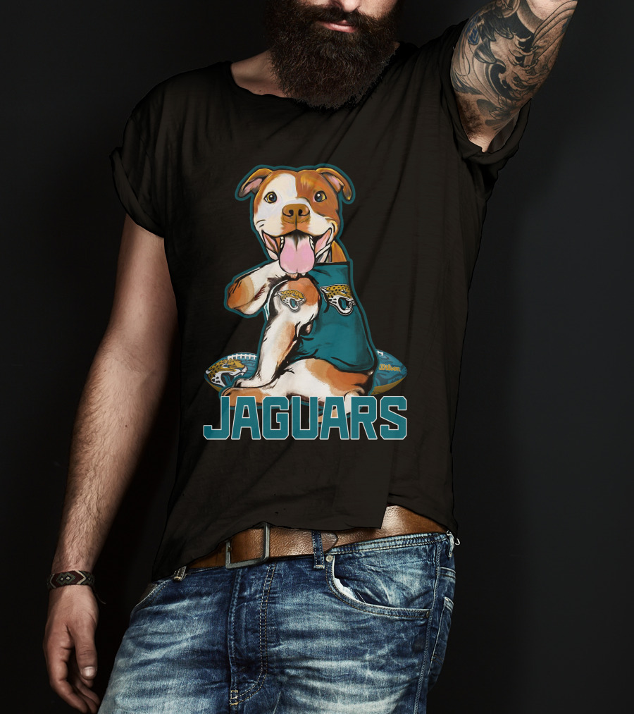 Jaguars Pitbull Mascot With Jacksonville Football T-Shirt