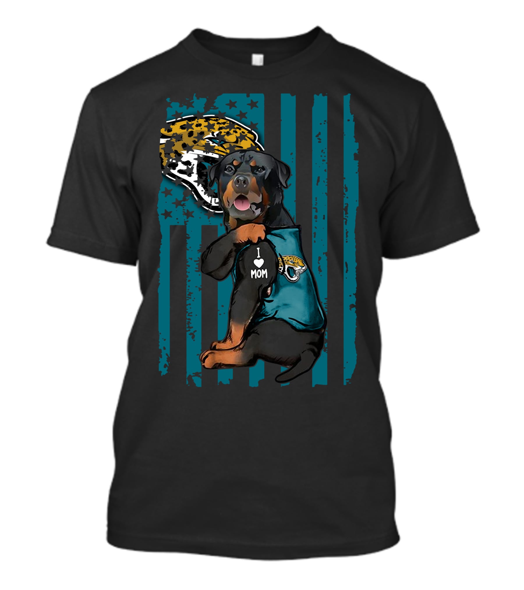 Rottweiler I Love Mom Jacksonville Jaguars Flag T-Shirt