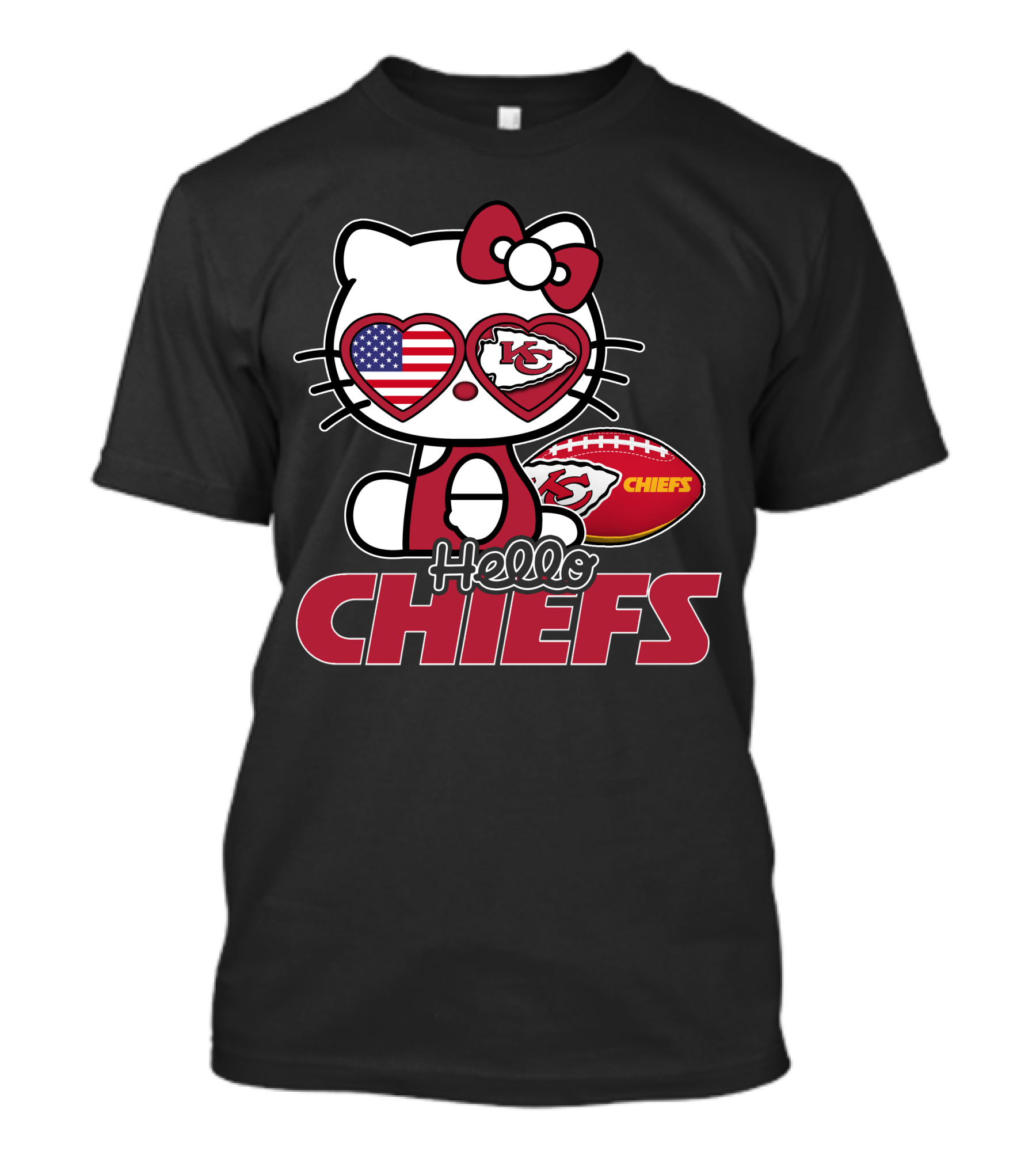 Hello Kitty Kansas City Chiefs American Flag Football Chiefs T-Shirt
