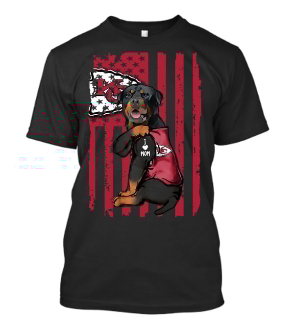Rottweiler I Love Mom Kansas City Chiefs Flag T-Shirt
