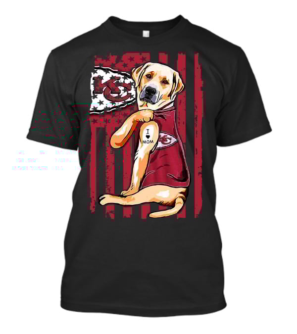 Labrador Retriever I Love Mom Kansas City Chiefs Fan T-Shirt