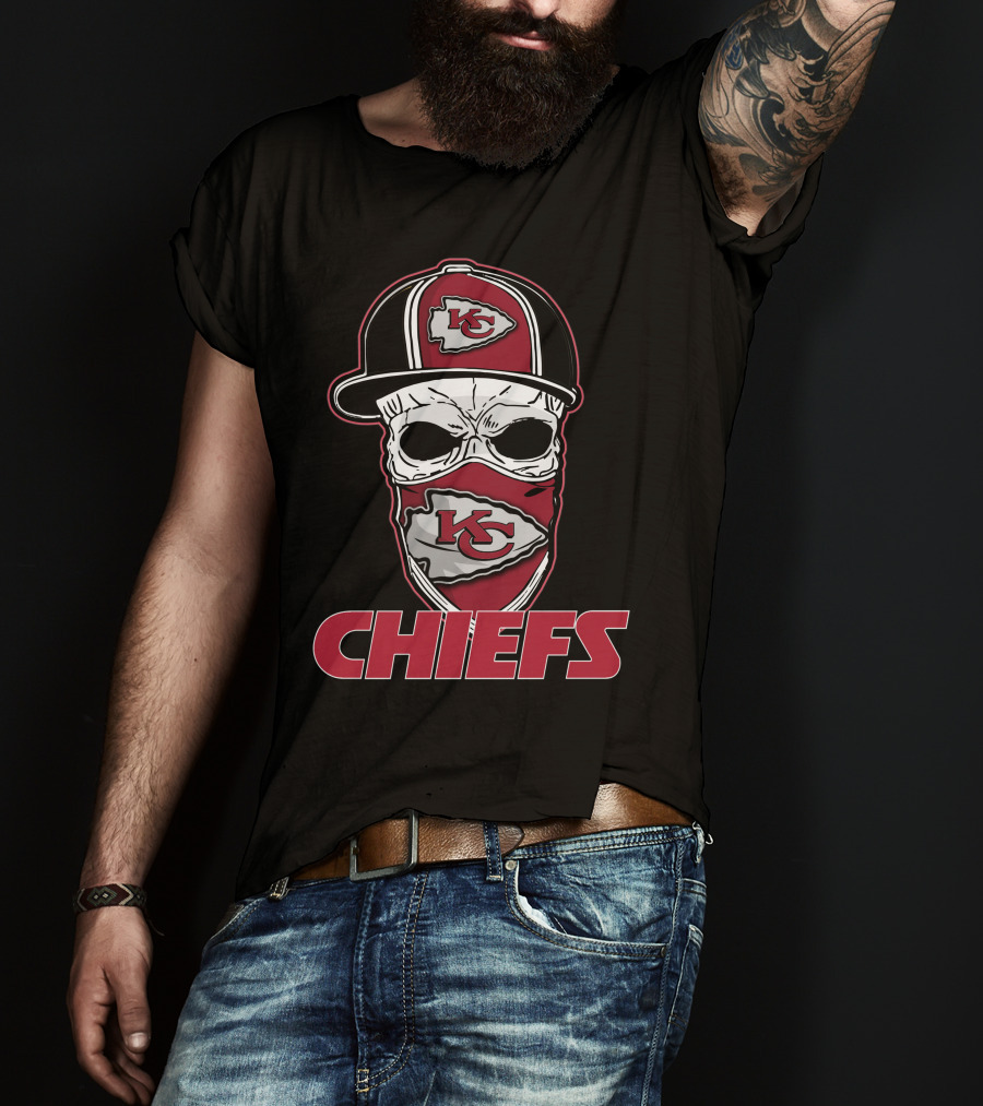 Chiefs Skull Kc Hat And Bandana Red T-Shirt