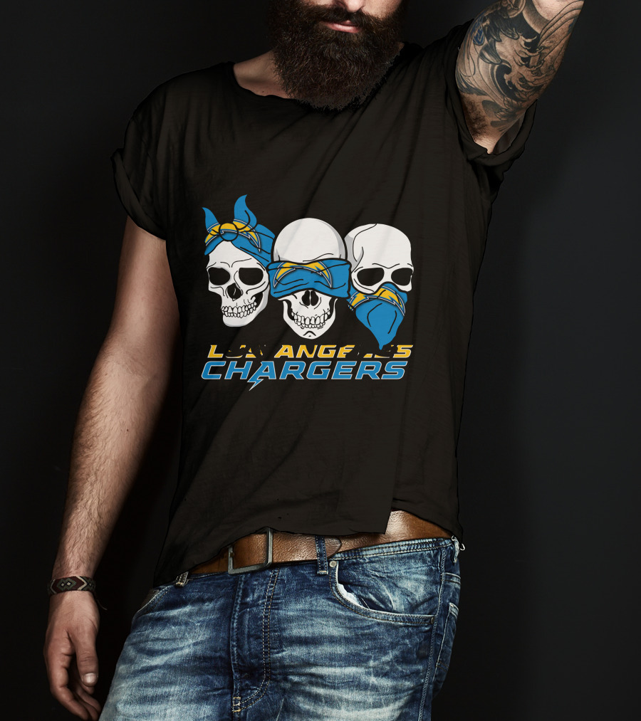 Los Angeles Chargers Three Skulls With Bandanas T-Shirt