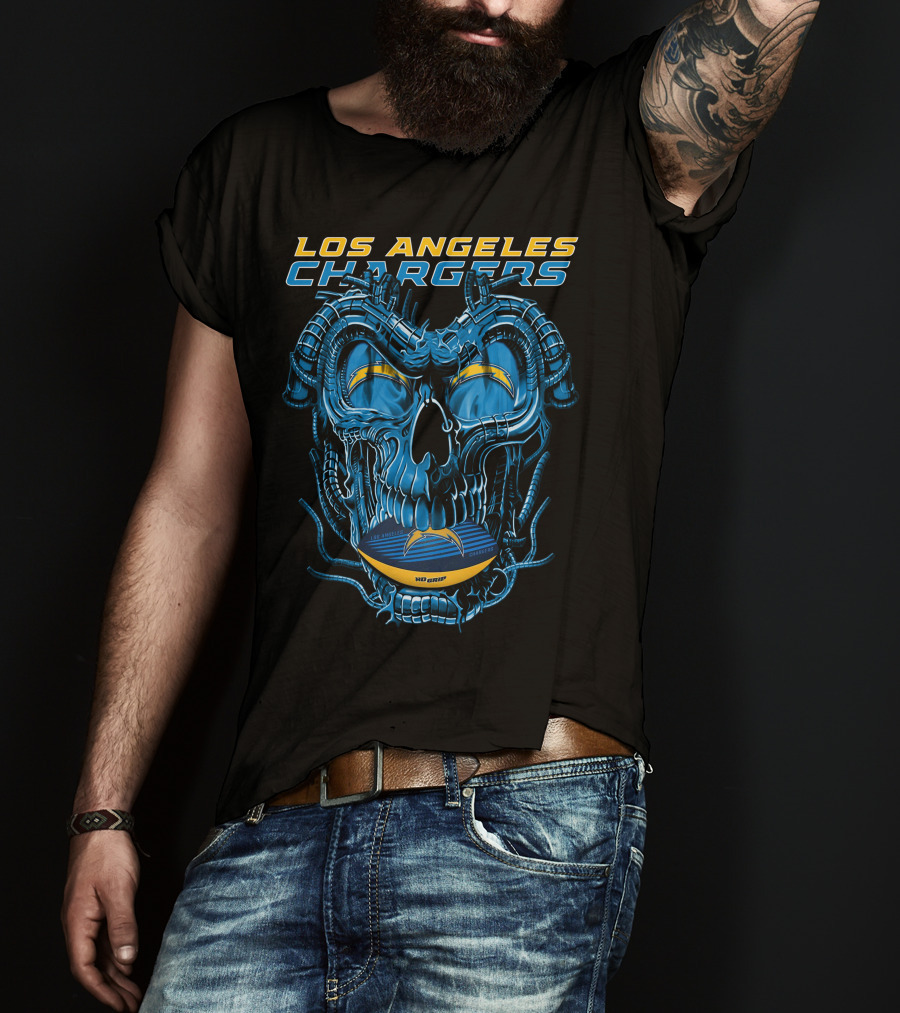 Los Angeles Chargers Dragonskull Official NFL Football T-Shirt