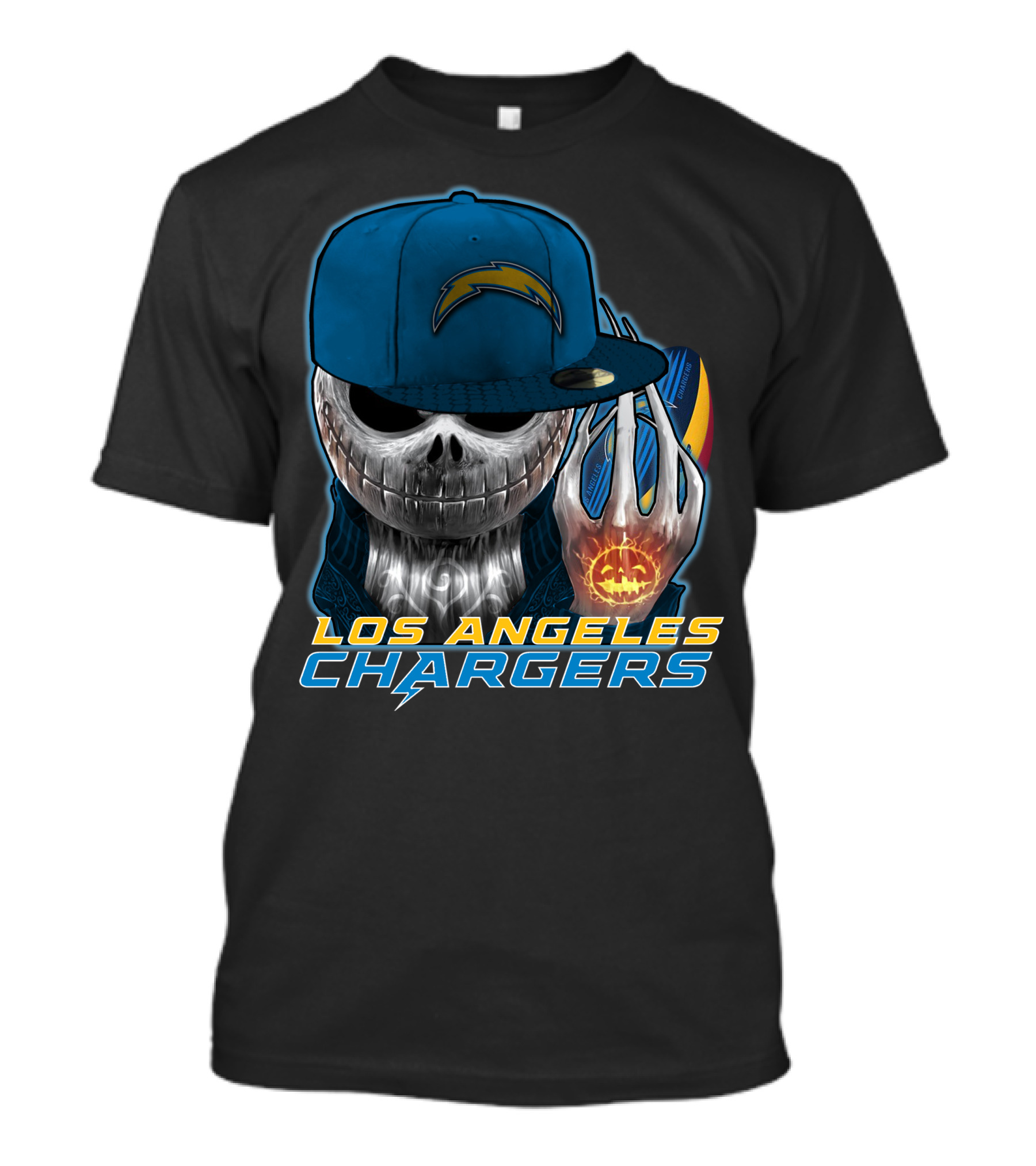 Jackskull Pumpkin Los Angeles Chargers T-Shirt