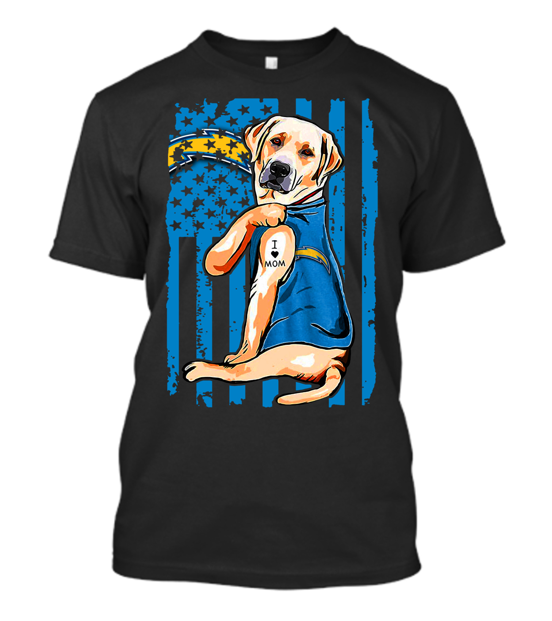 Labrador Retriever I Love Mom Los Angeles Chargers T-Shirt