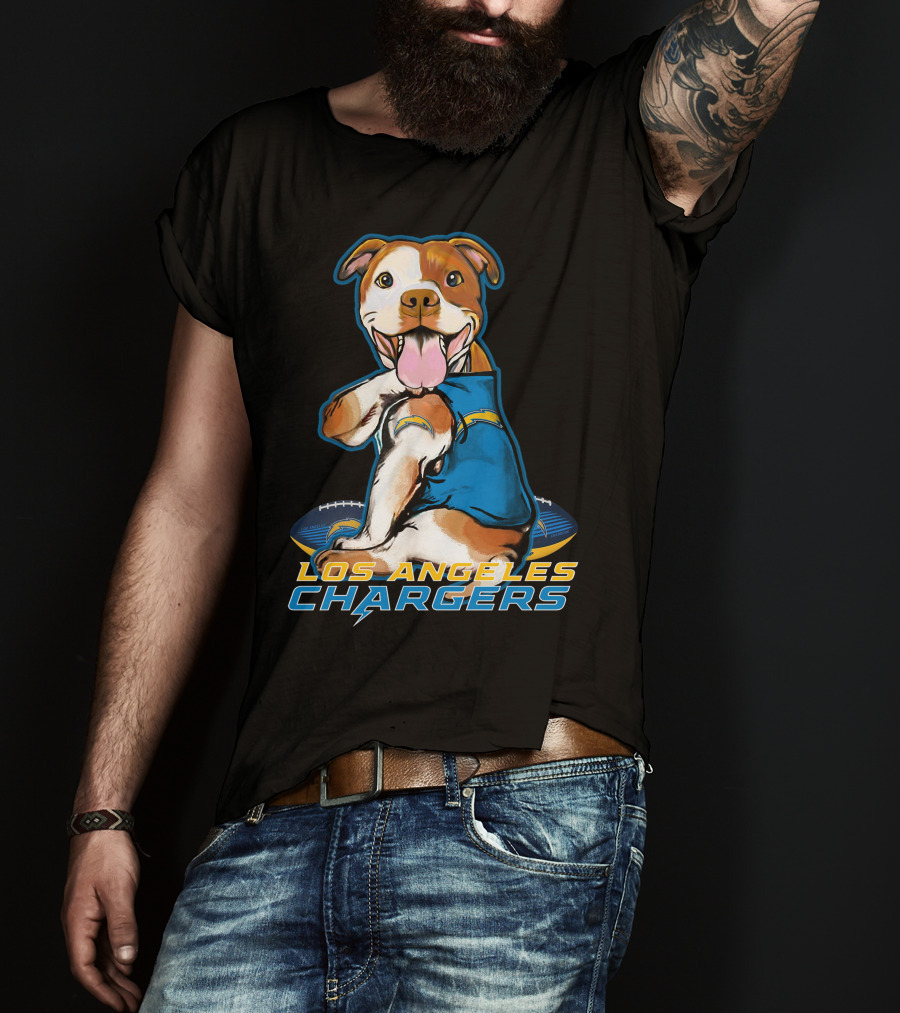 Pittbull Los Angeles Chargers NFL Football Dog Fan T-Shirt
