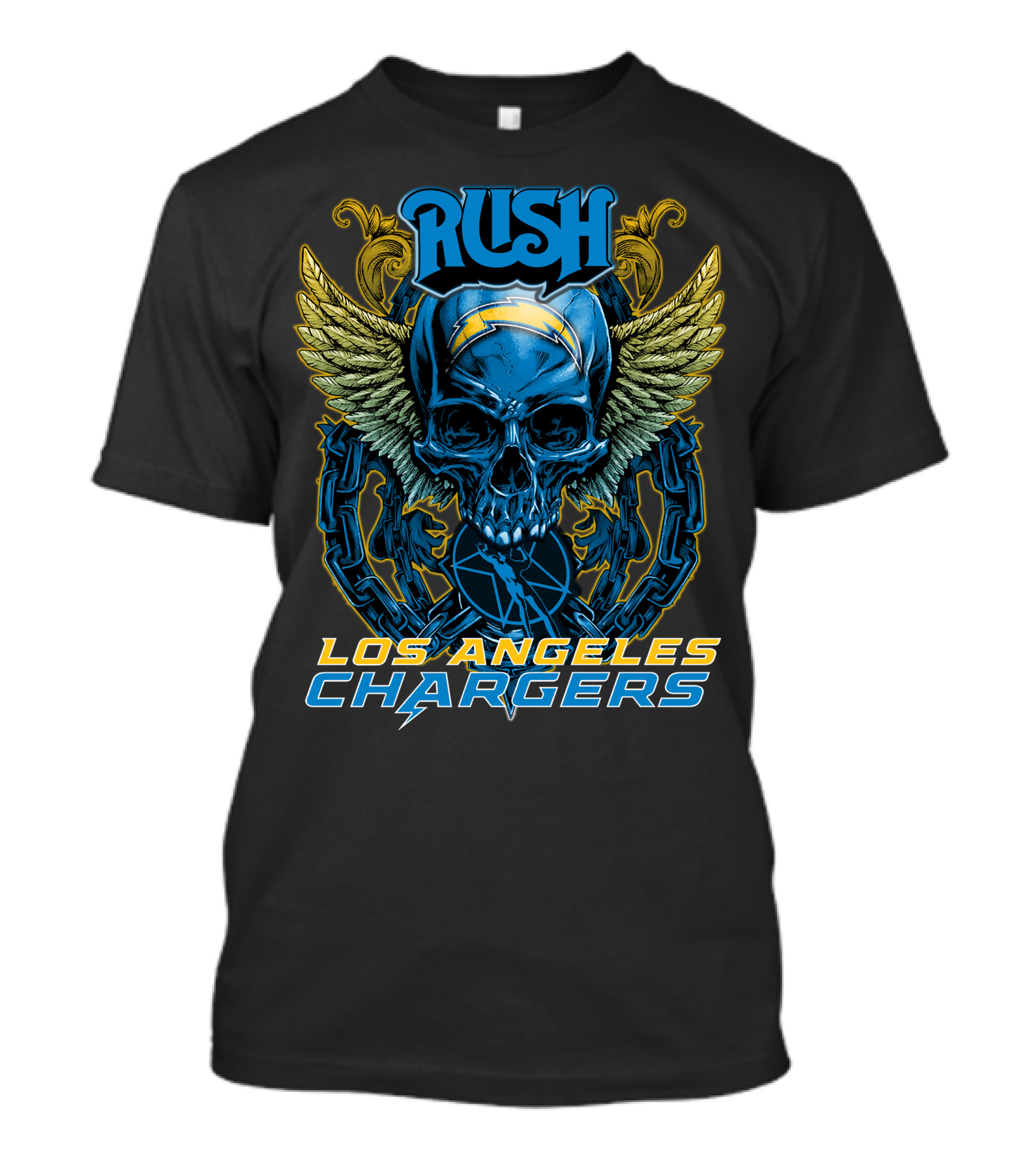 Rush Los Angeles Chargers Skull With Wings T-Shirt