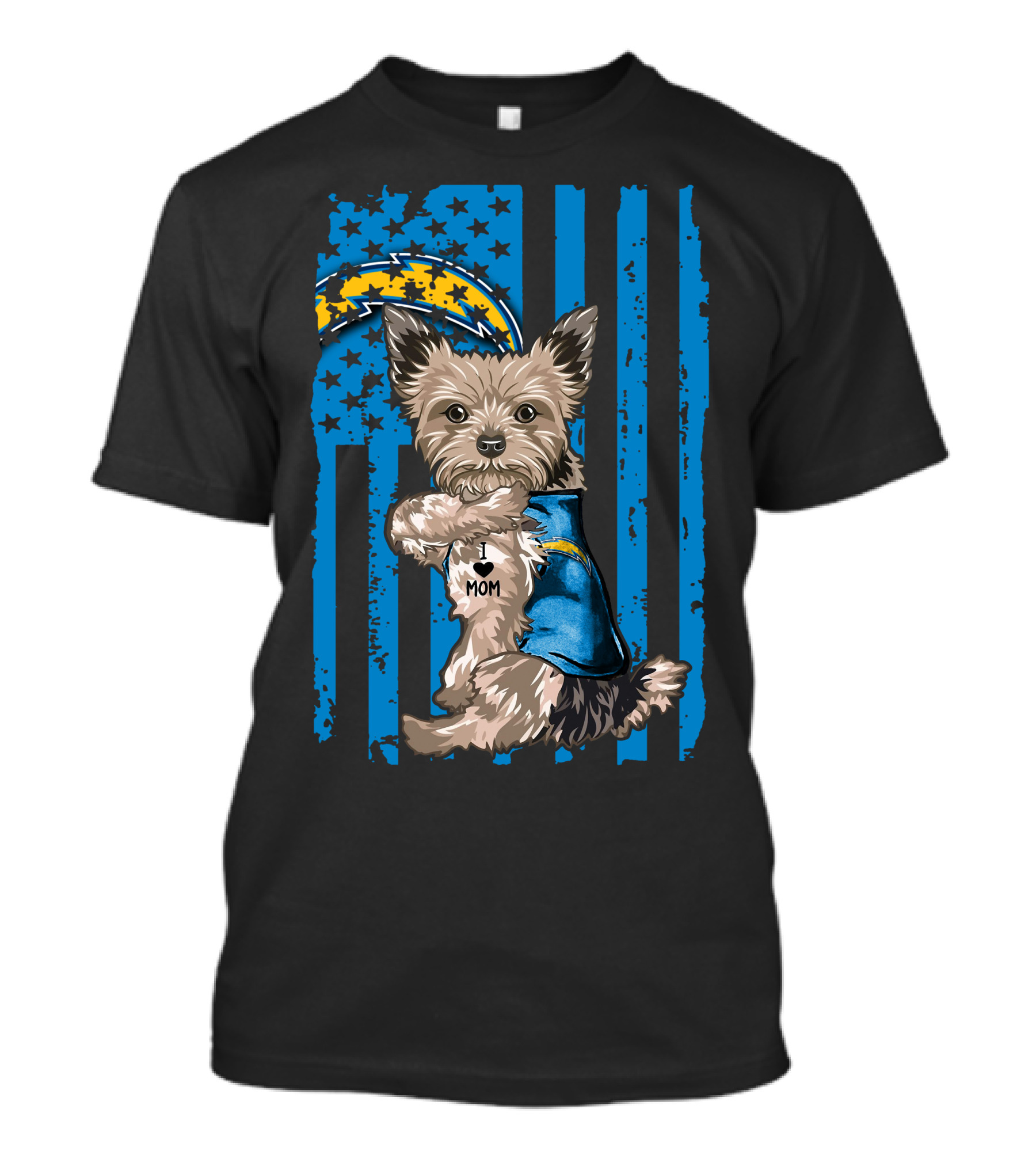 Yorkshire Terrier I Love Mom Los Angeles Chargers T-Shirt