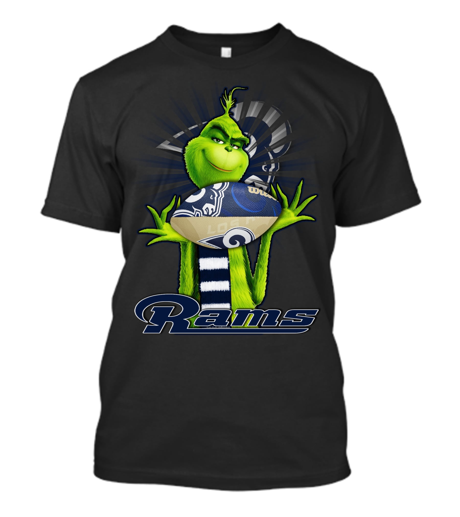 Grinch Holding Los Angeles Rams Football T-Shirt