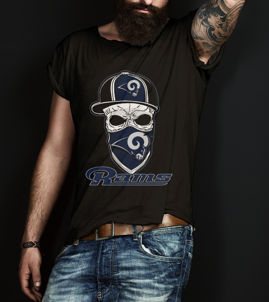 Rams Skull Hat Logo Los Angeles Rams T-Shirt