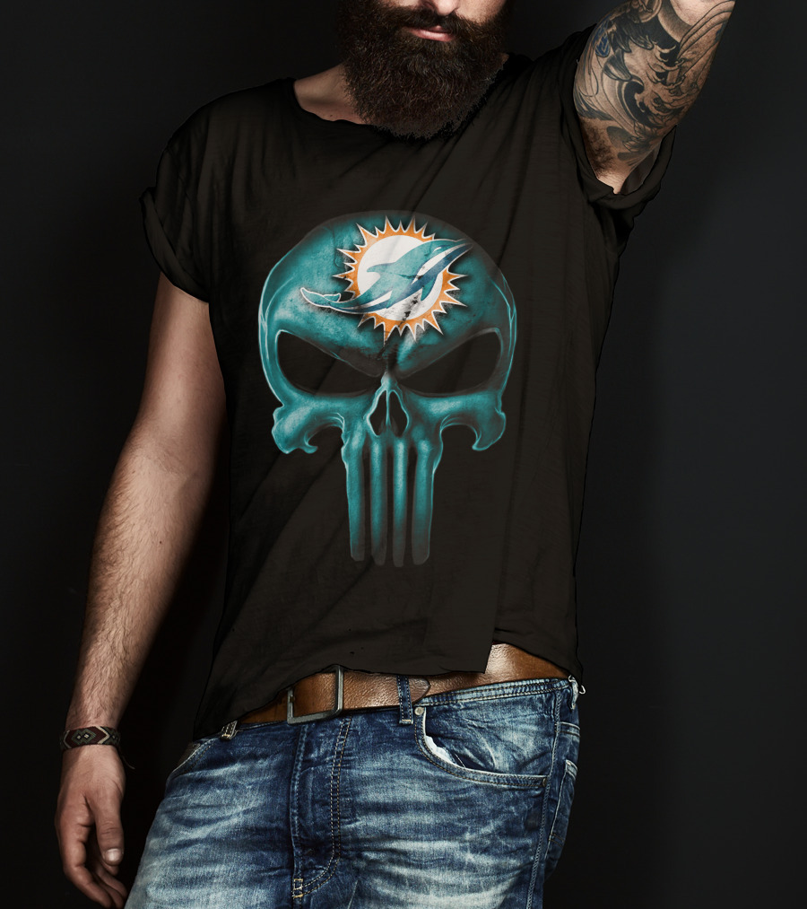 Miami Dolphins Skull T-Shirt