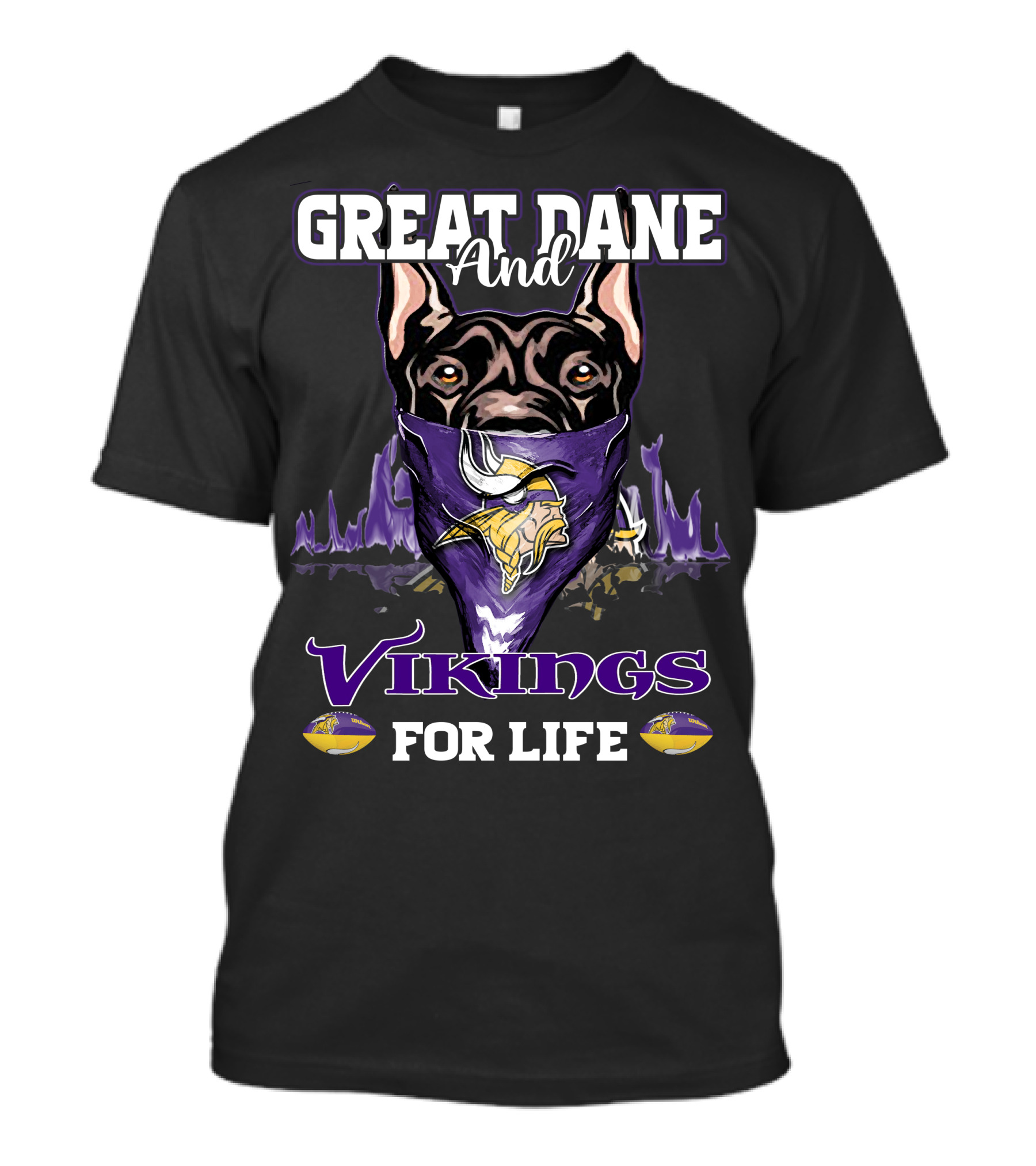 Great Dane And Vikings For Life Minnesota T-Shirt