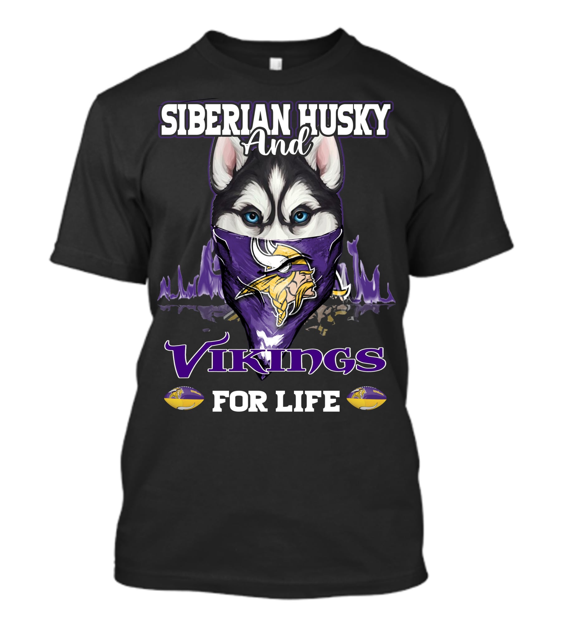 Siberian Husky And Vikings For Life T-Shirt