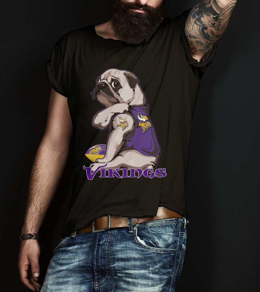 Pug Wearing Minnesota Vikings Jersey T-Shirt