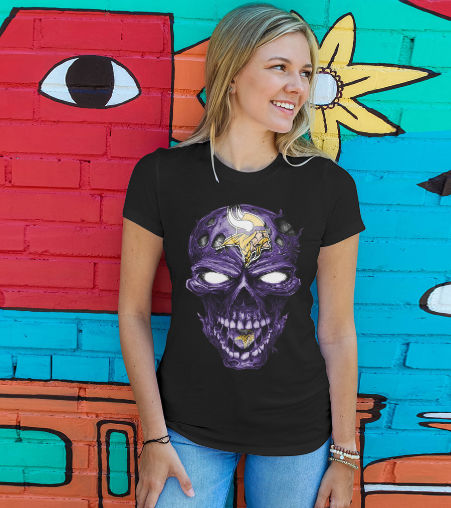 Minnesota Vikings Skull Purple T-Shirt