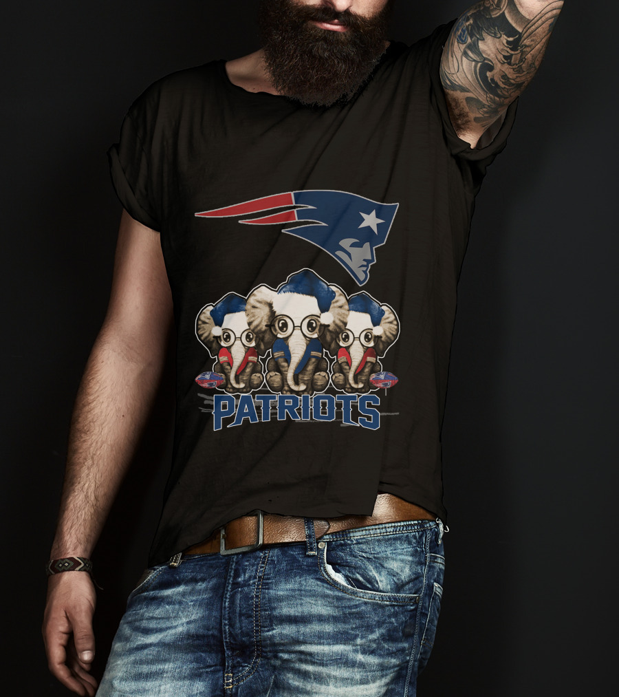 Elephan Xmas New England Patriots Cute Patriots Elephants T-Shirt
