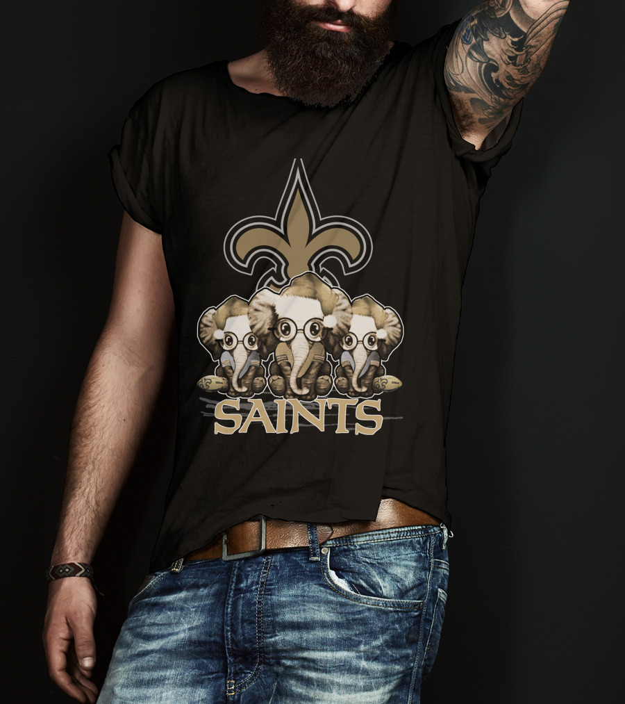 New Orleans Saints Elephan Xmas Fleur-de-Lis T-Shirt