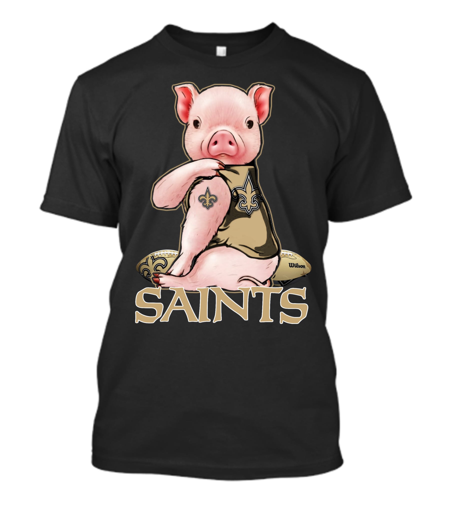 Pig Saints Fleur-de-Lis Football Fan Wilson T-Shirt
