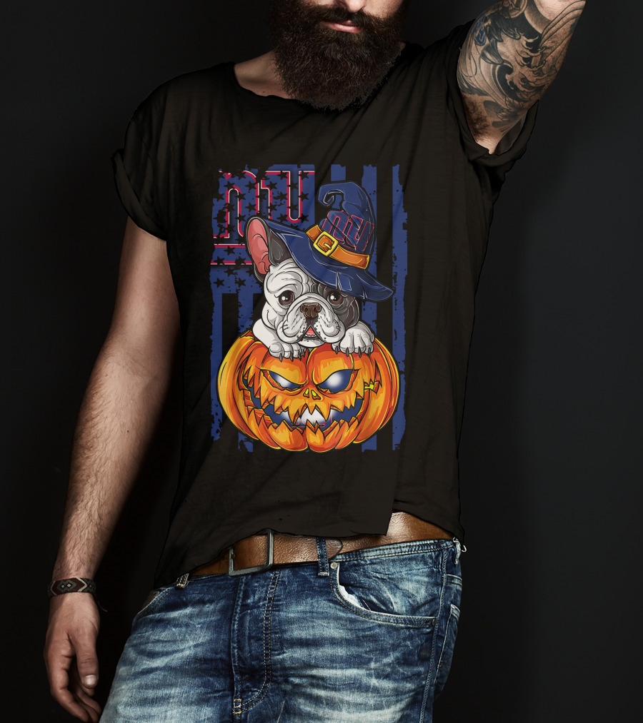 Hlw Bulldog New York Giants Halloween Pumpkin T-Shirt