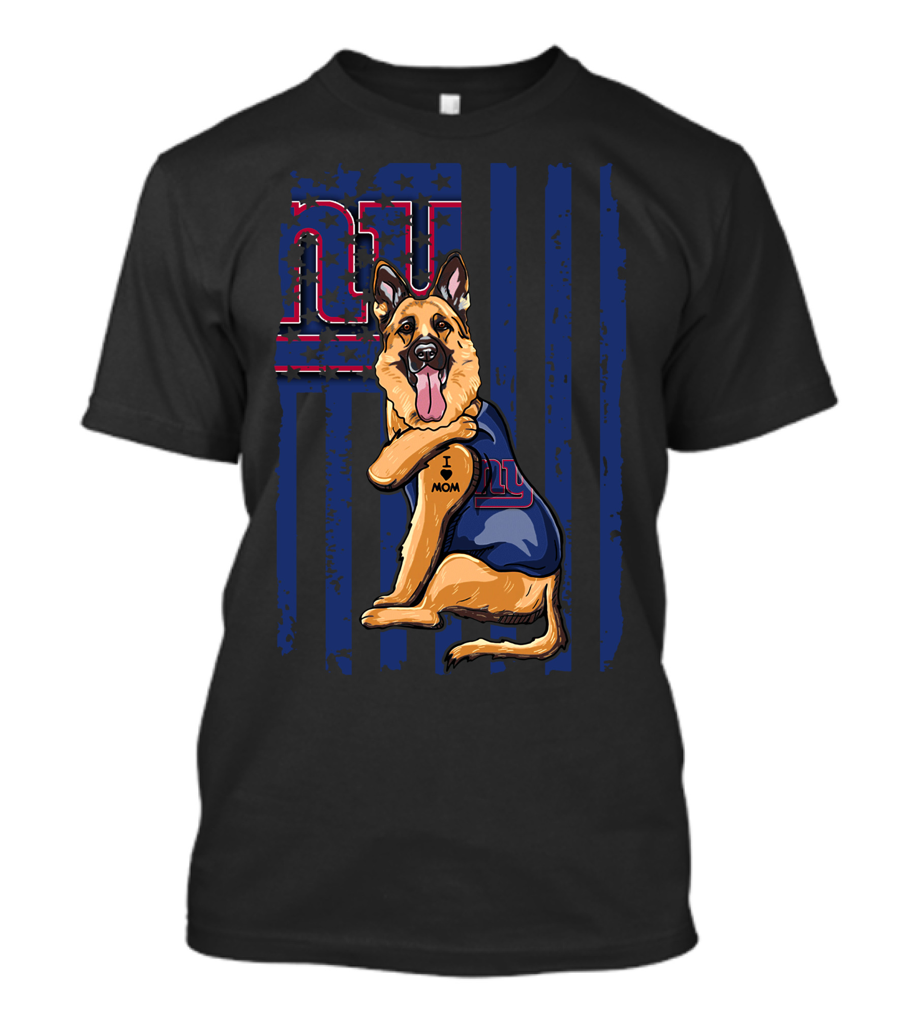 German Shepherd New York Giants Football Fan Tattoo Mom T-Shirt