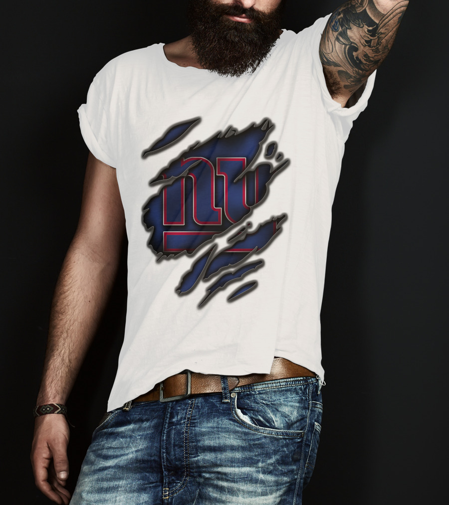 Torn V3 New York Giants Logo Rip Effect T-Shirt