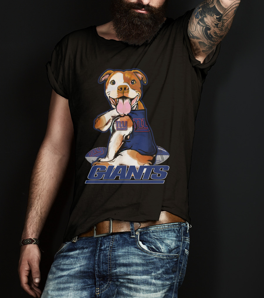 Pittbull Giants With New York Football T-Shirt