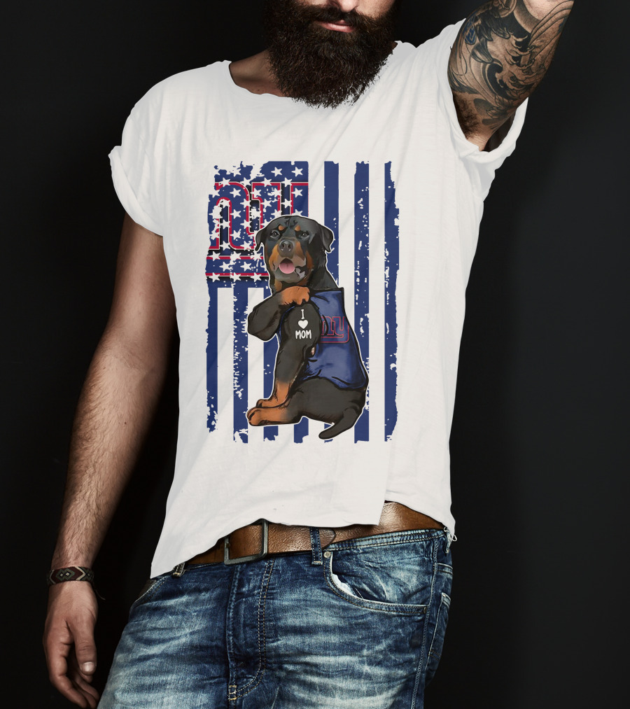 Rottweiler I Love Mom New York Giants Fan T-Shirt