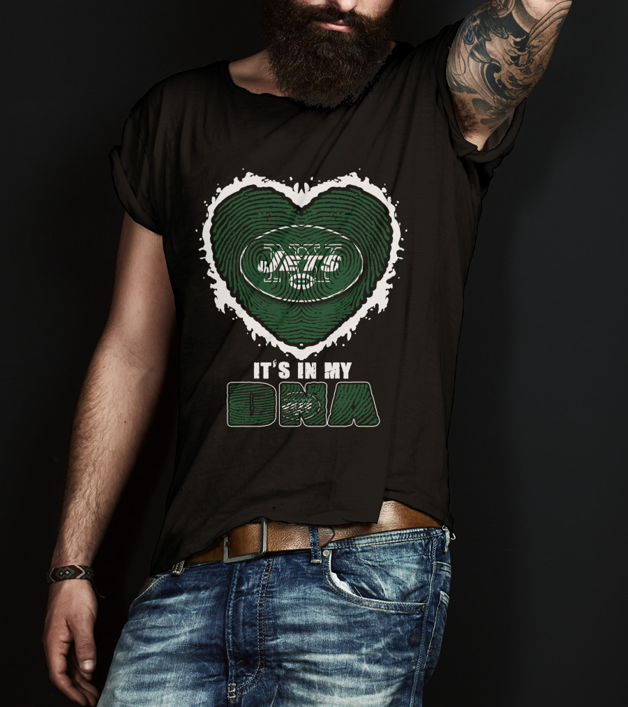 It's In My DNA New York Jets Heart Fingerprint T-Shirt