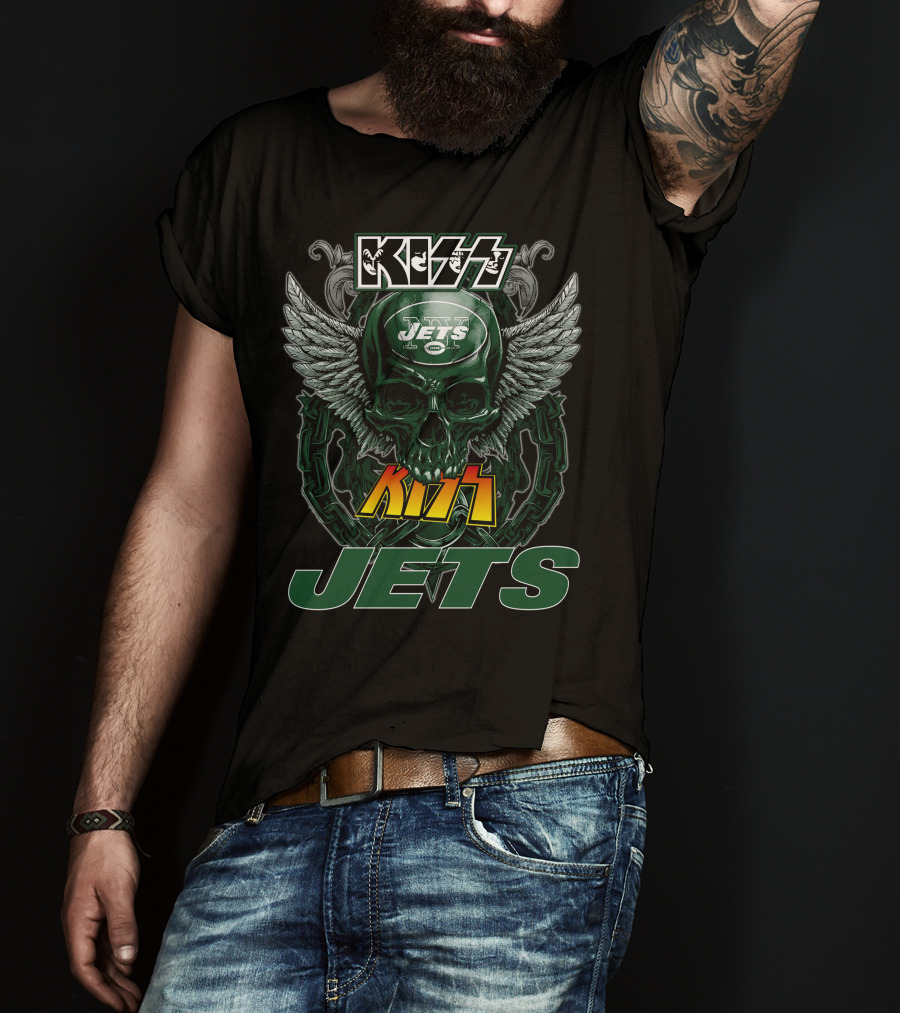 Kiss Jets Skull Wings Chains T-Shirt