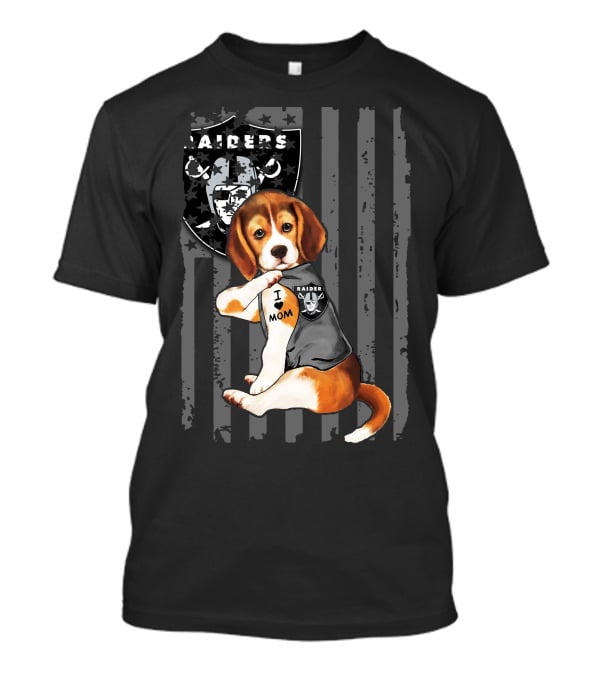 Beagle Raiders I Love Mom NFL Fan T-Shirt