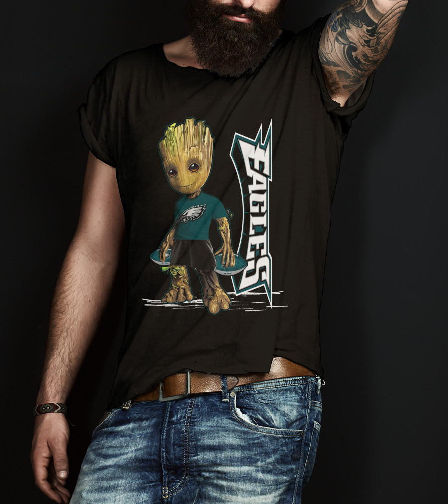 Groot Philadelphia Eagles Football Team Fan Character NFL T-Shirt