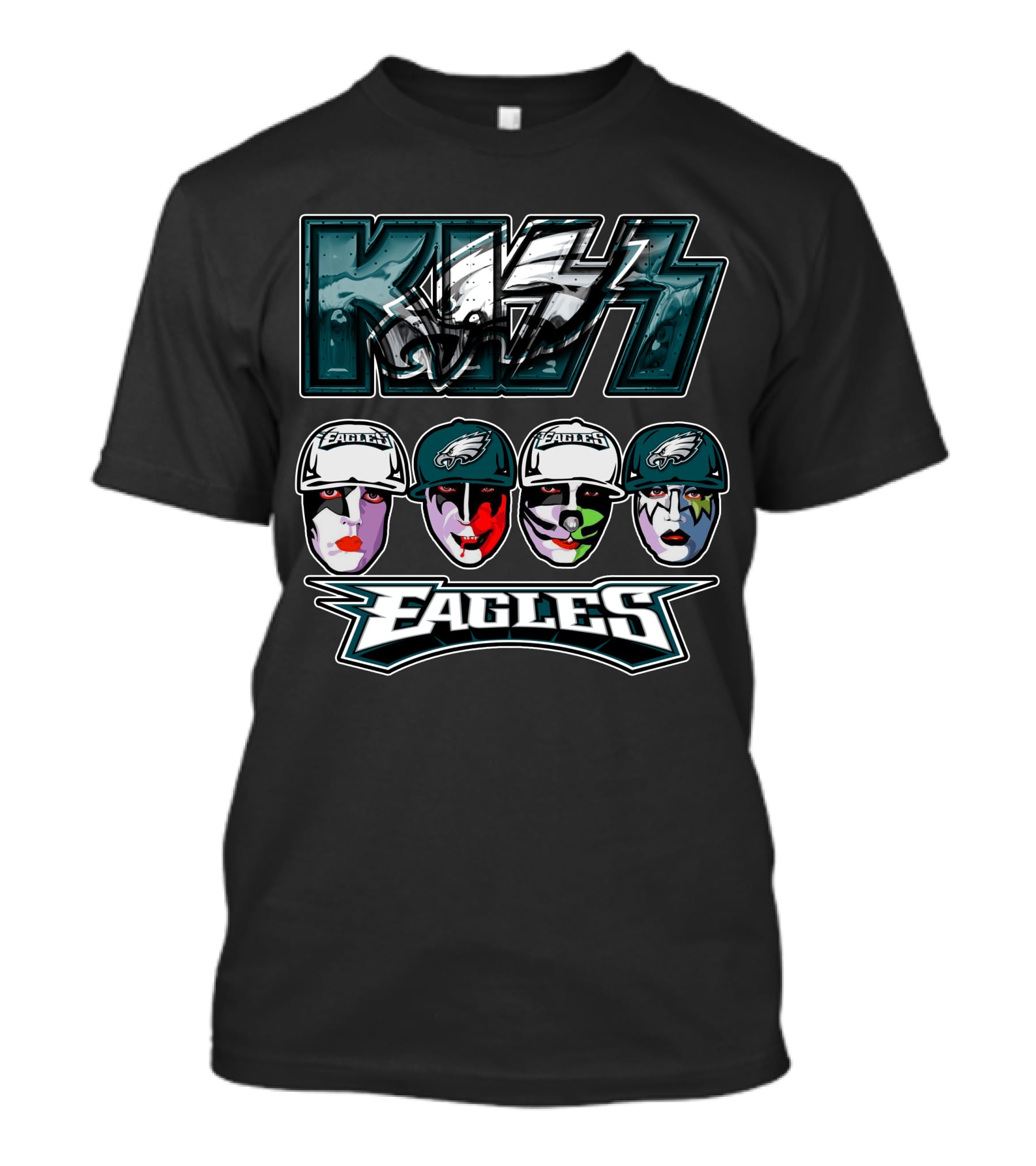 Kiss Band Meets Philadelphia Eagles Face Paint Fans T-Shirt