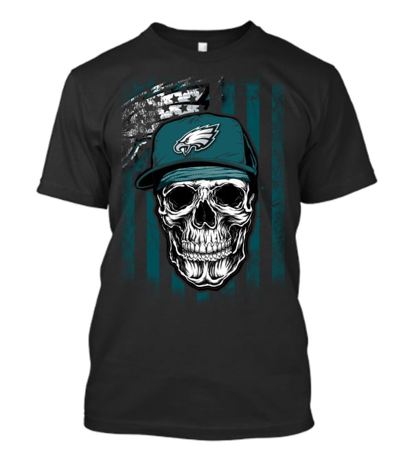 Philadelphia Eagles Skull Flag Hat T-Shirt