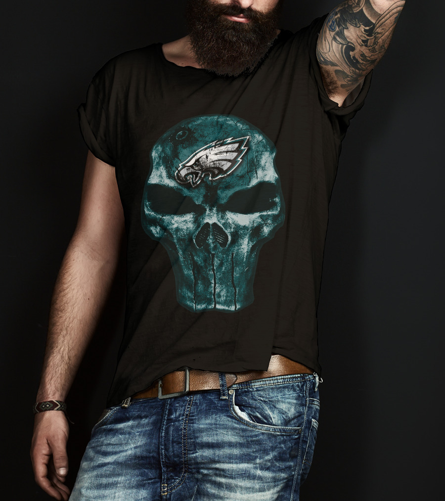 Skull V4 Philadelphia Eagles Emblem T-Shirt