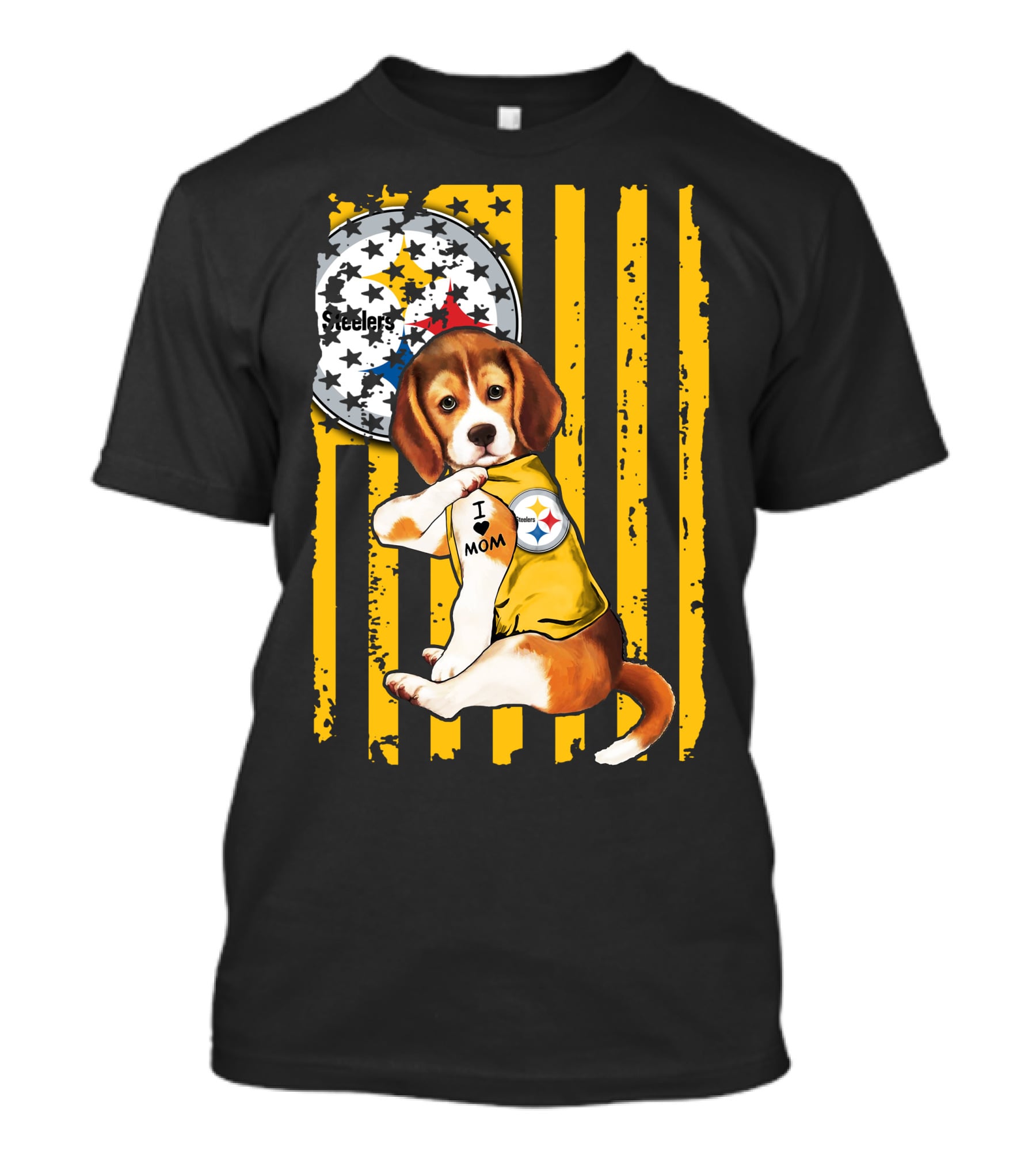 Beagle I Love Mom Pittsburgh Steelers T-Shirt