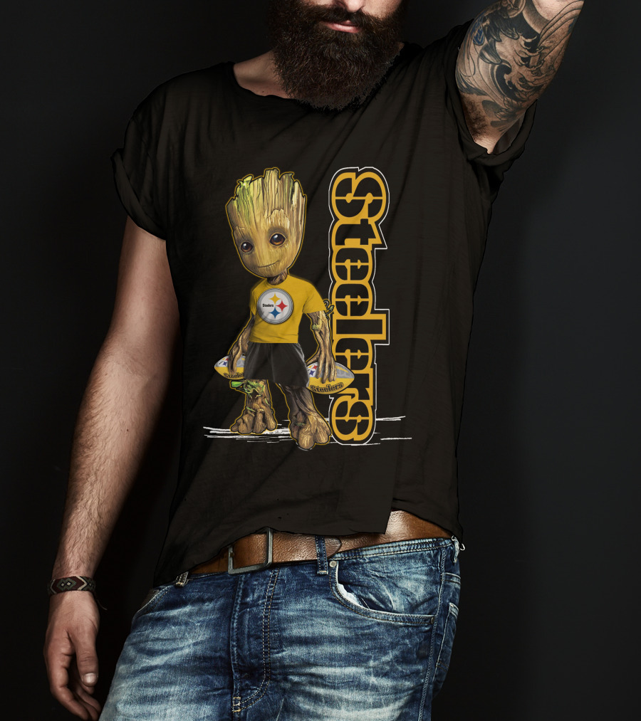 Groot Steelers Pittsburgh Football Fan Character T-Shirt
