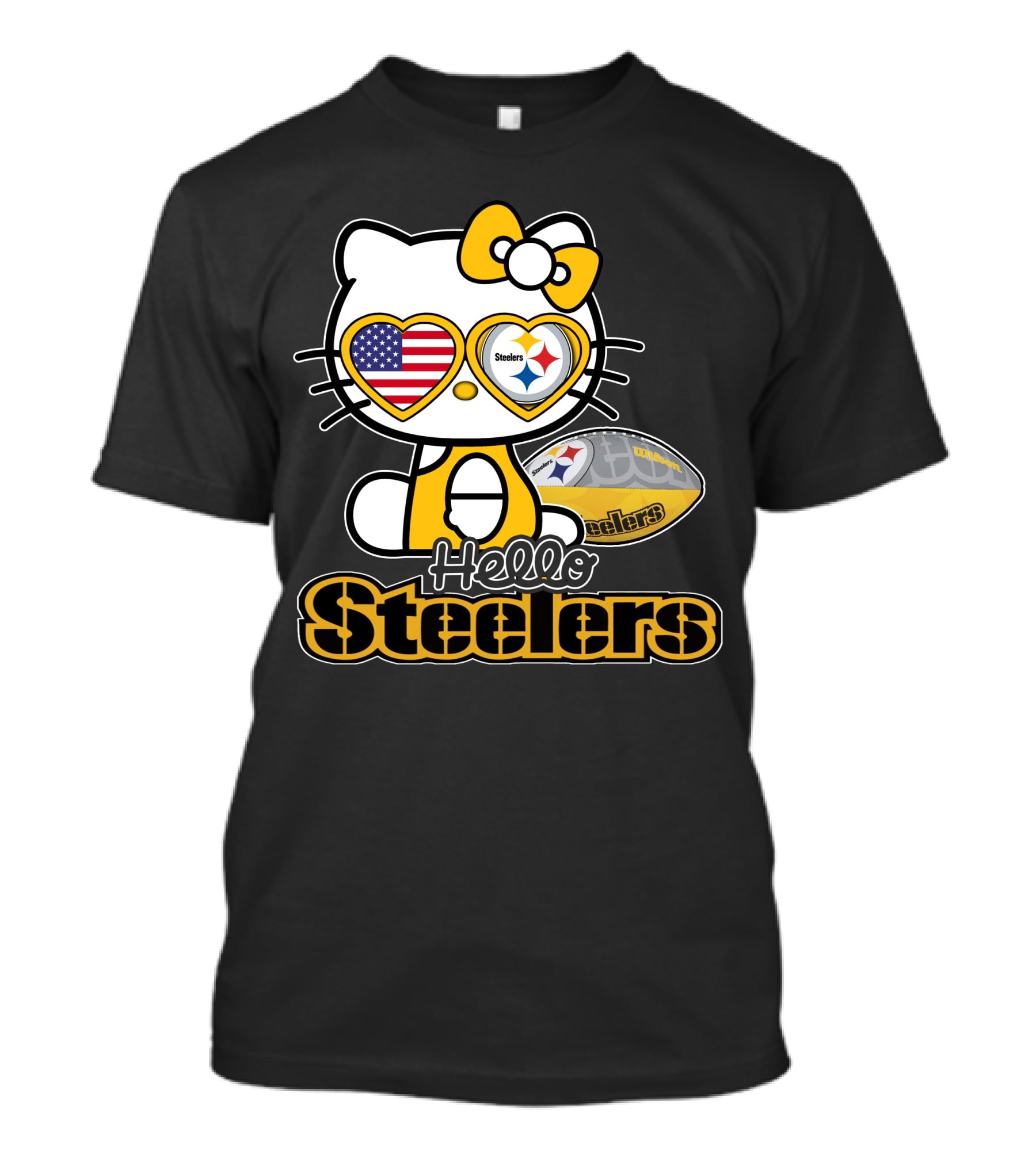 Hello Steelers Hello Kitty Pittsburgh Football T-Shirt