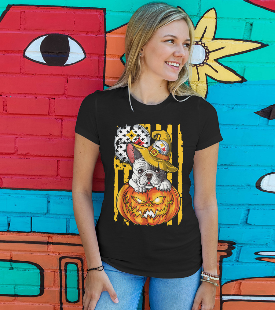 Steelers Bulldog Halloween Pumpkin Pittsburgh T-Shirt
