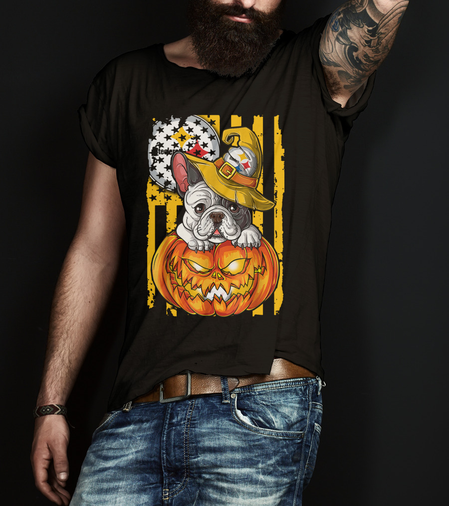 Steelers Bulldog Halloween Pumpkin Pittsburgh T-Shirt