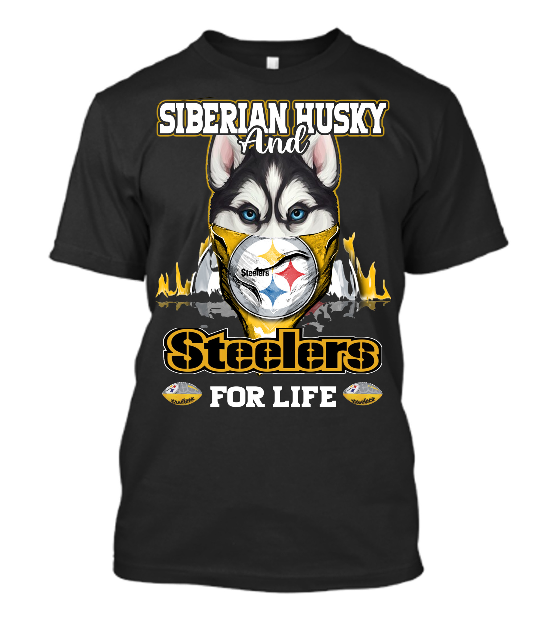 Siberian Husky And Steelers For Life T-Shirt