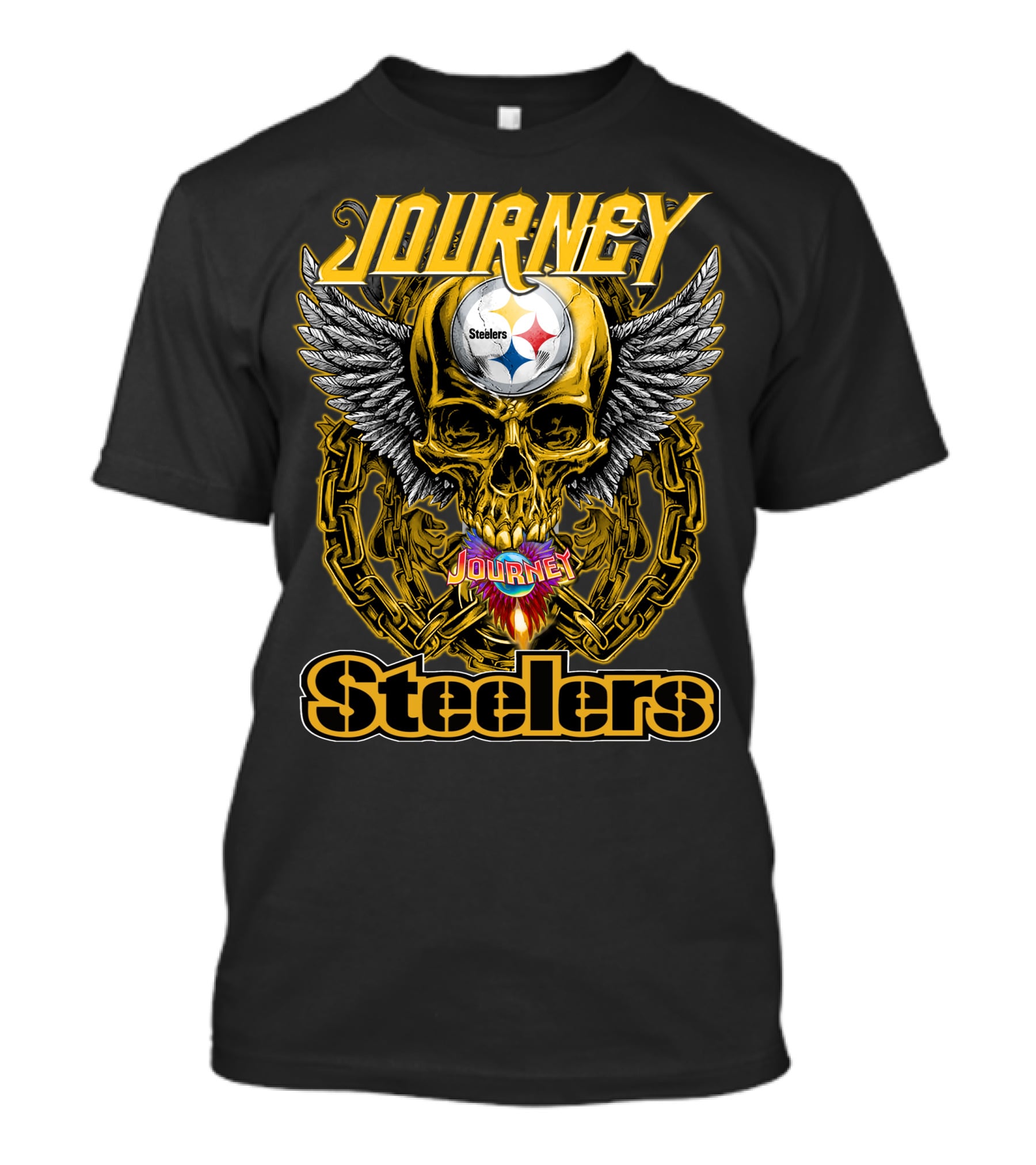 Journey Steelers Skull Wings Chain T-Shirt