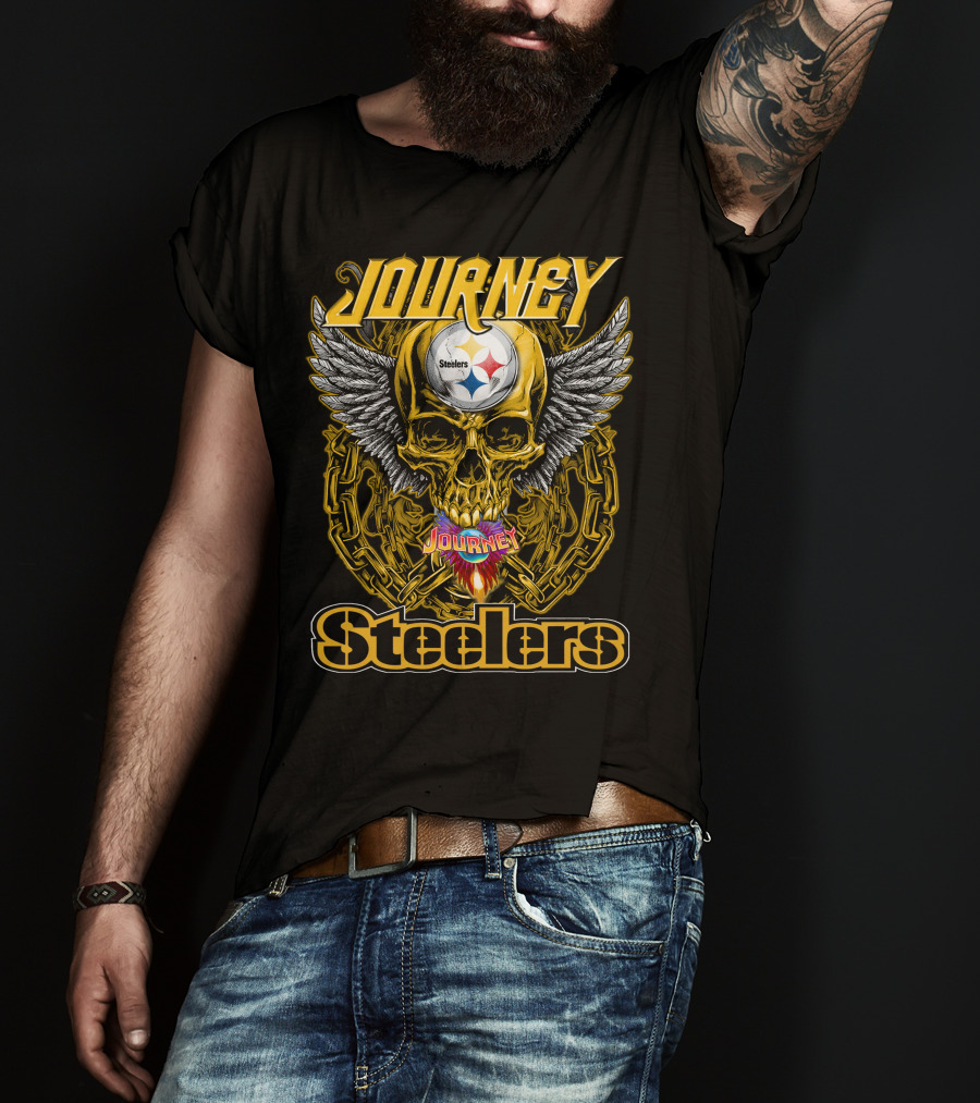 Journey Steelers Skull Wings Chain T-Shirt