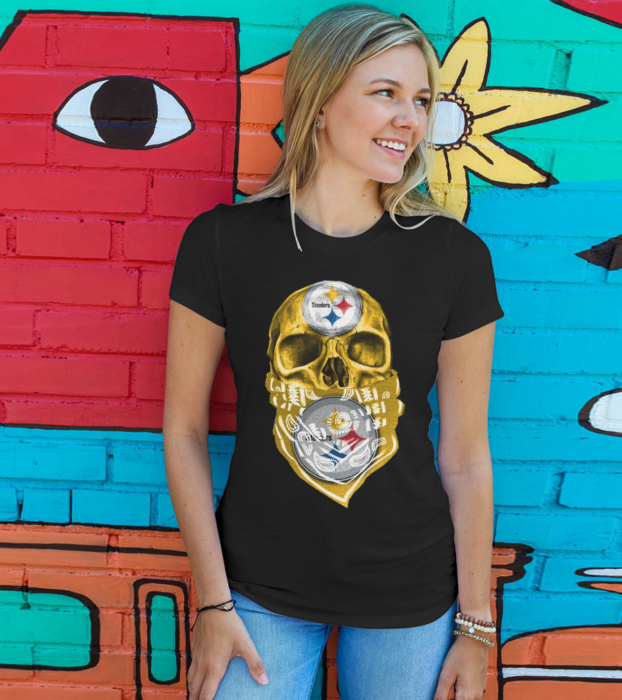 Skull V5 Steelers Bandana Logo Football Fan Gear T-Shirt